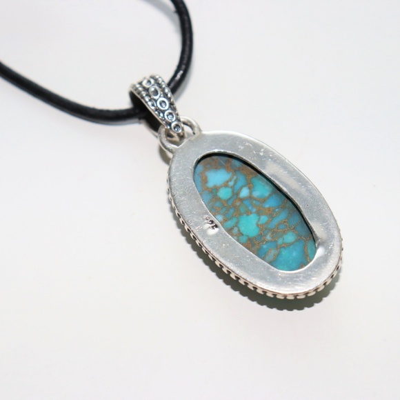 Turquoise Gemstone 925 Sterling Silver Necklace - Picture 2 of 6